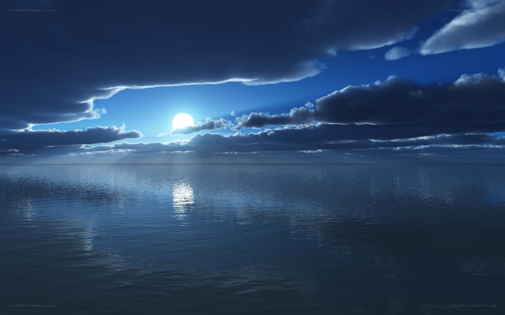 Sunset over calm ocean