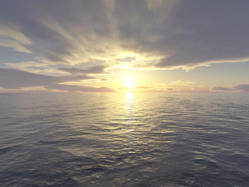 Sunset over calm ocean