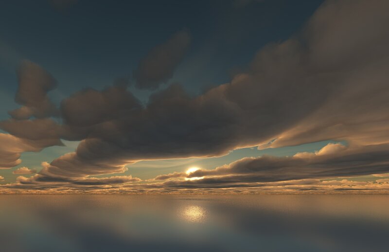 Sunset over calm ocean