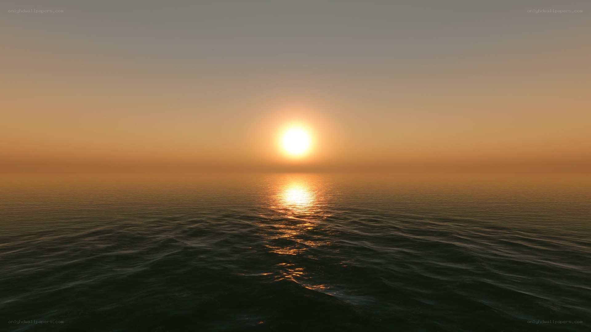 sunset over calm ocean