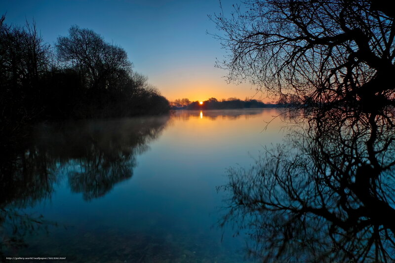 Sunset over Calm River