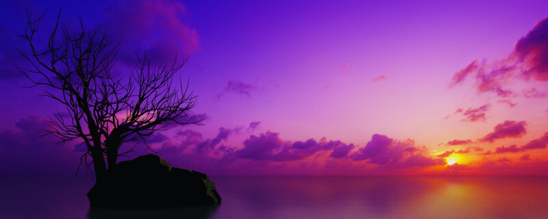 sunset over calm sea