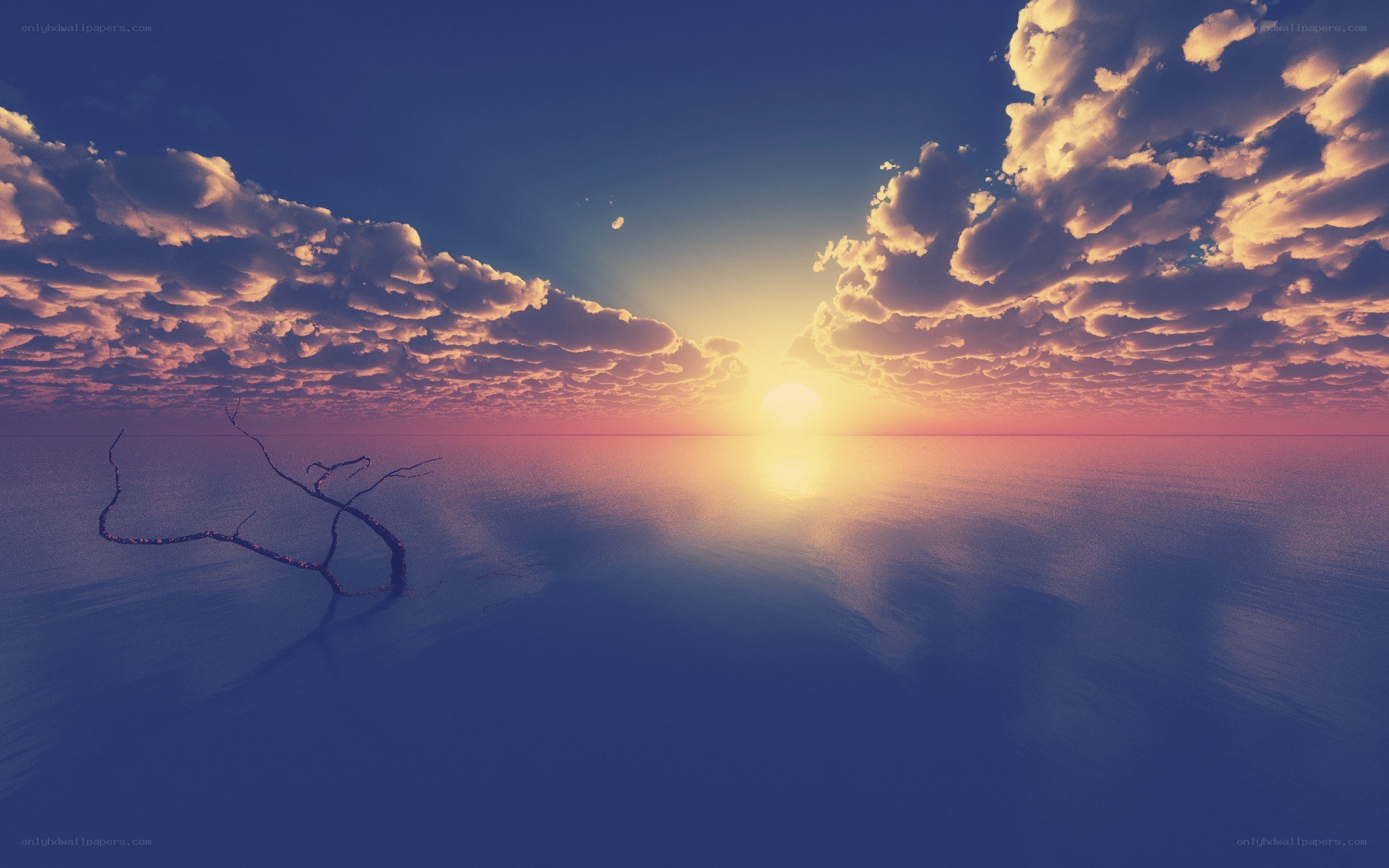 Sunset over calm sea