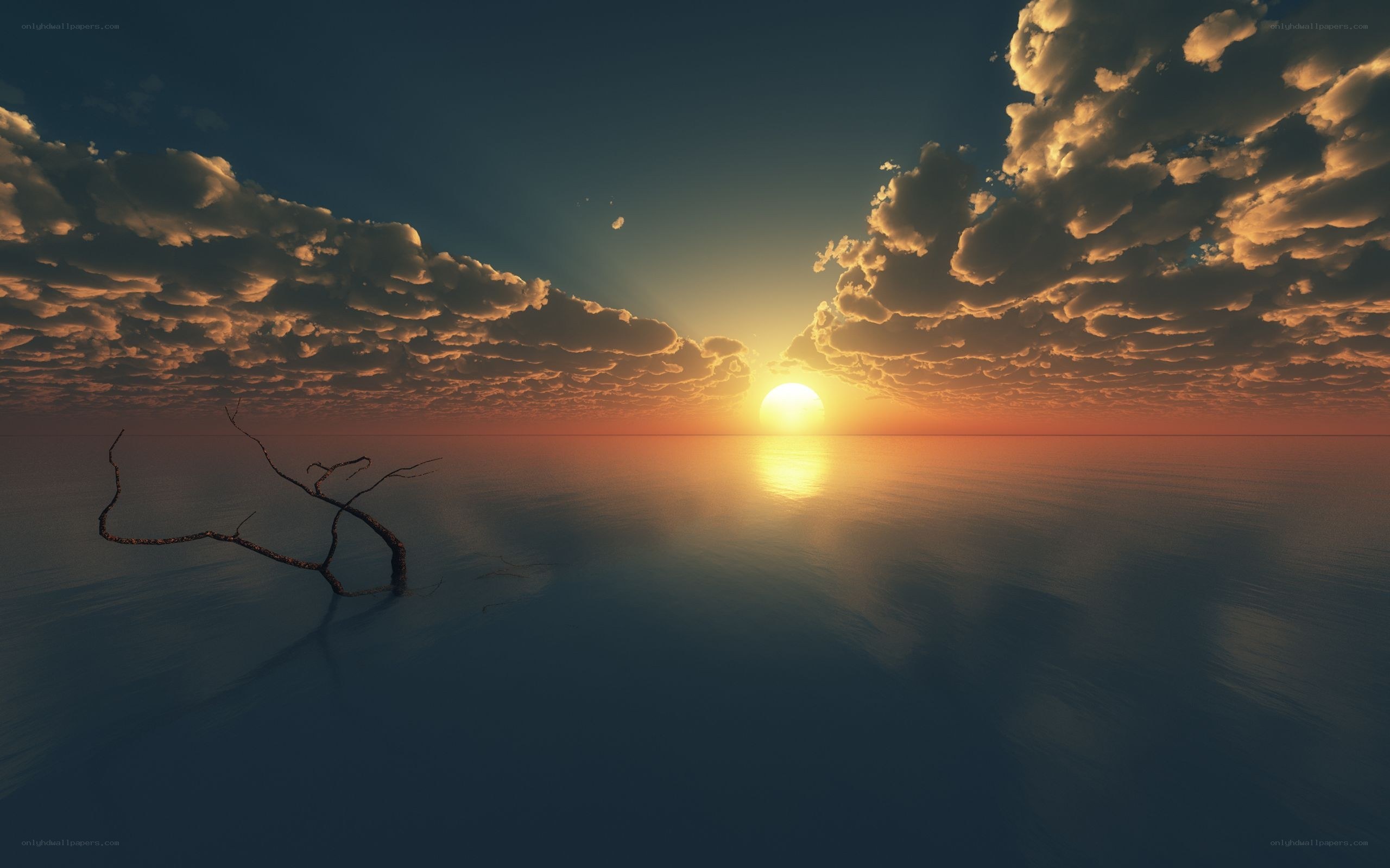 Sunset over calm sea