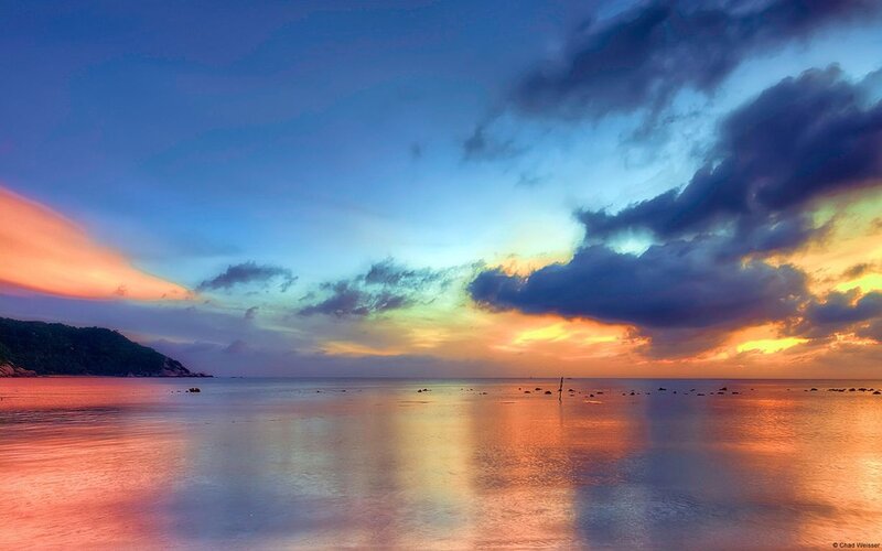 Sunset over Calm Sea — Blue, Dramatic