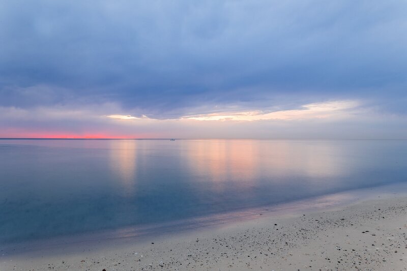 Sunset over Calm Sea — Blue, Serene, Photograph, Sky