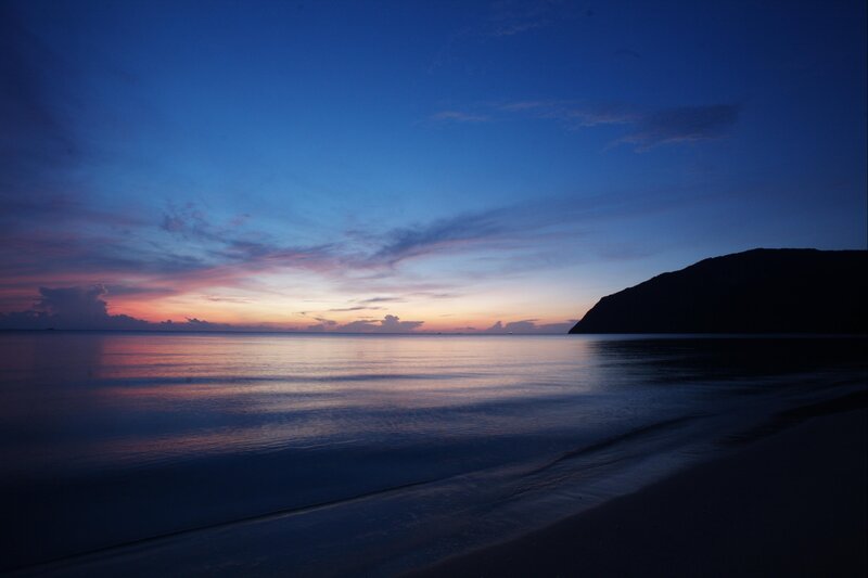 Sunset over Calm Sea — Blue, Serene, Photograph