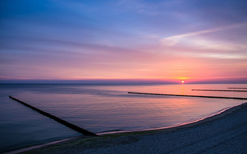 Sunset over Calm Sea — Blue, Serene