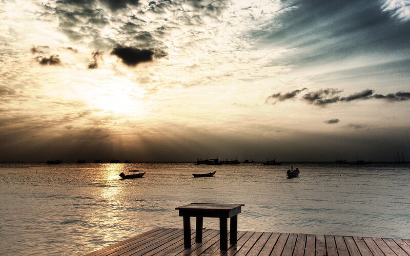 Sunset over Calm Sea — Gold