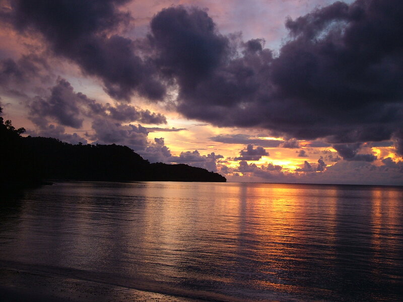 Sunset over Calm Sea — Orange, Dramatic, Photograph