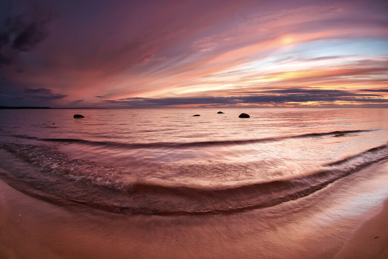 Sunset over Calm Sea — Purple
