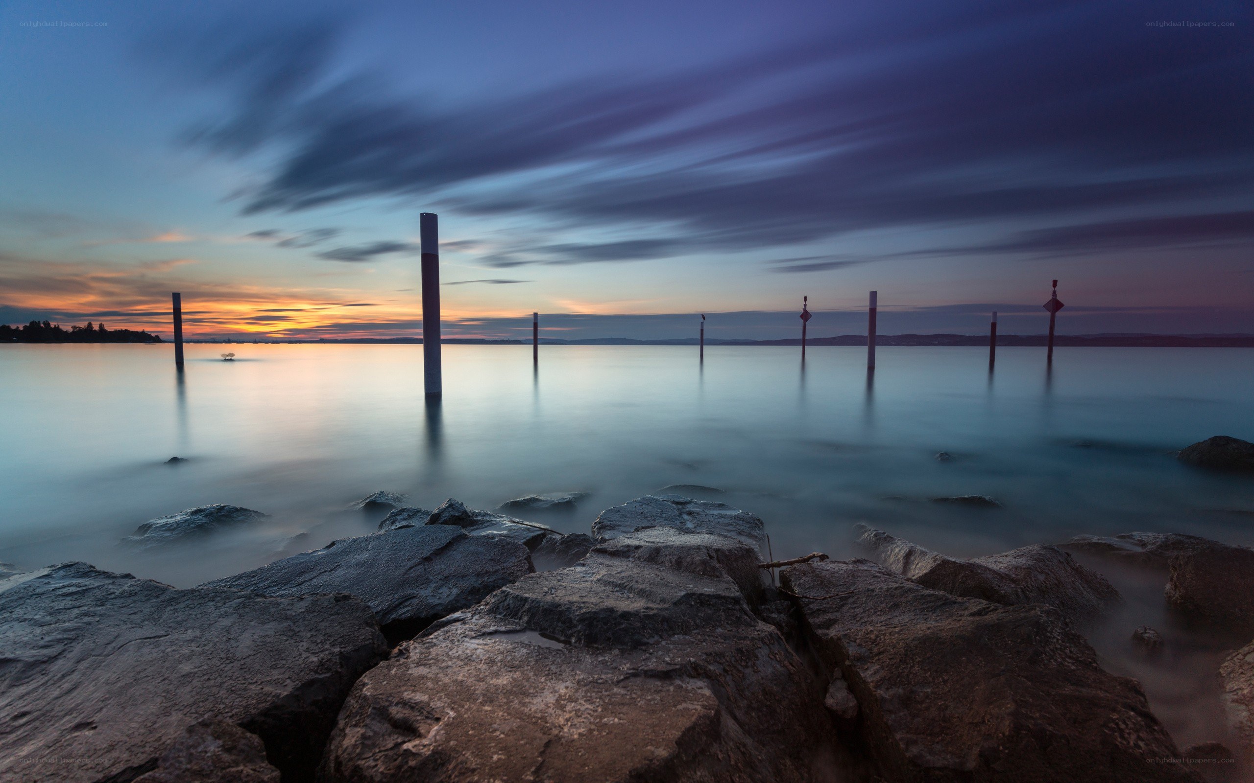 Sunset over calm water