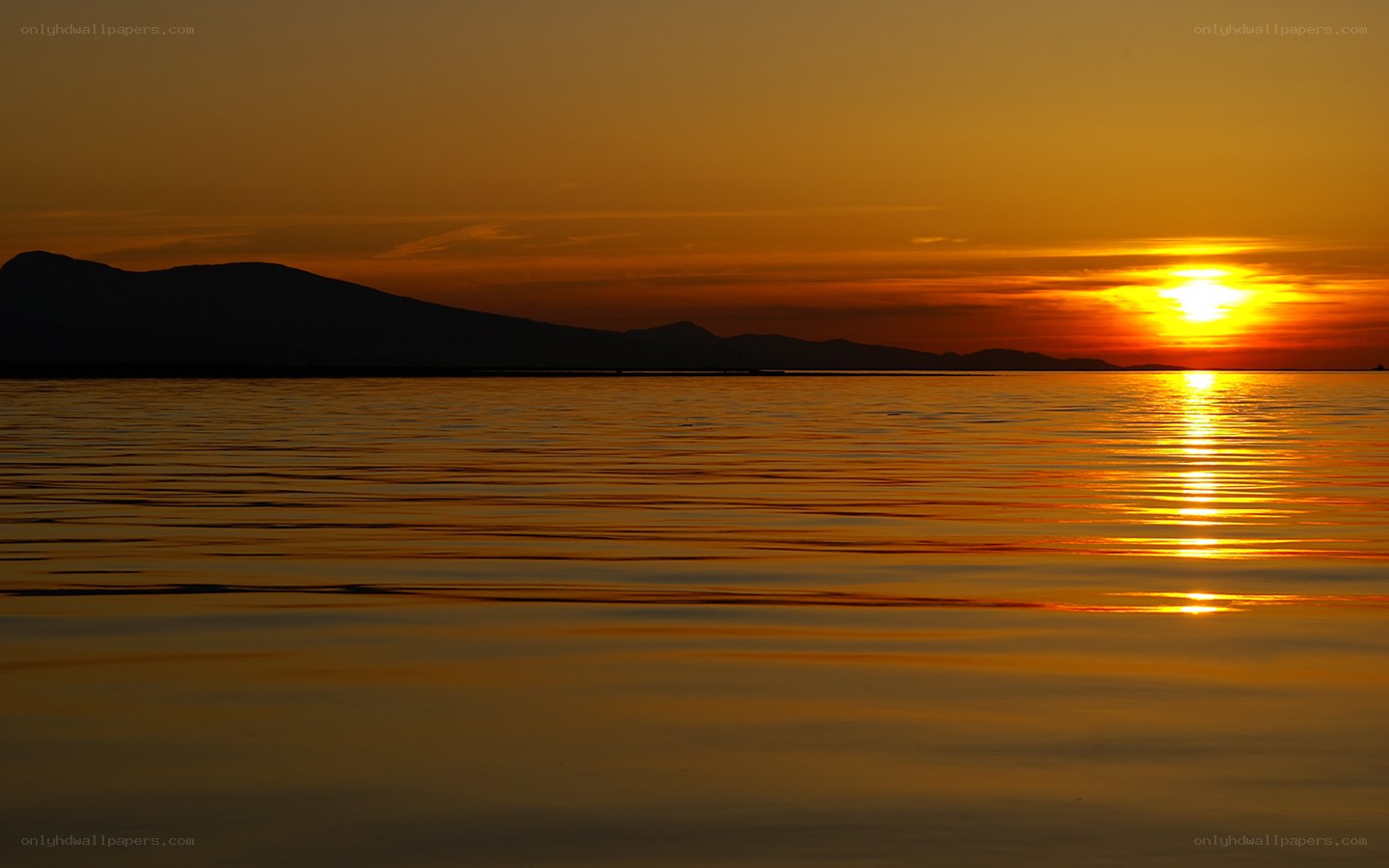 Sunset over calm water