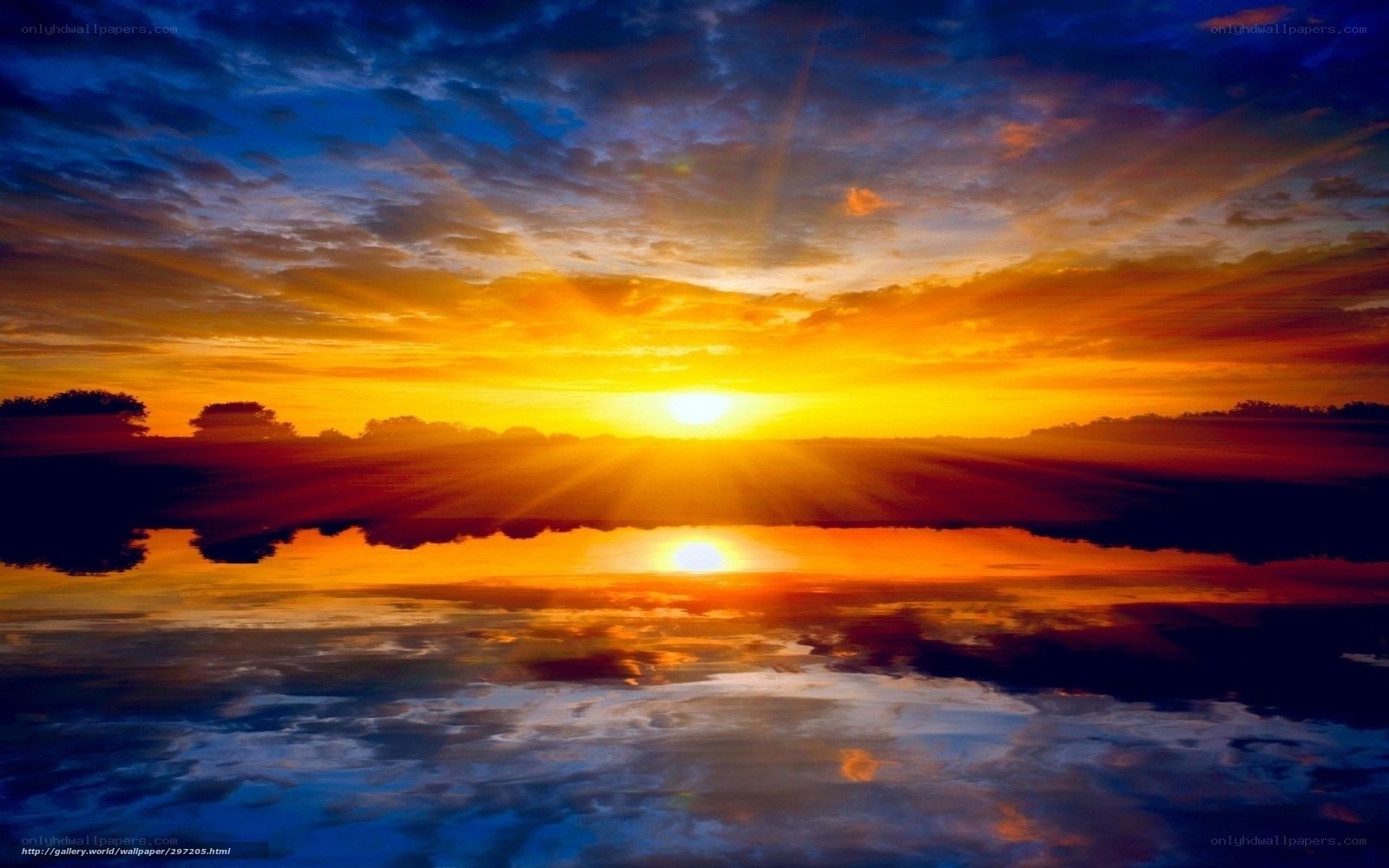 Sunset over calm water