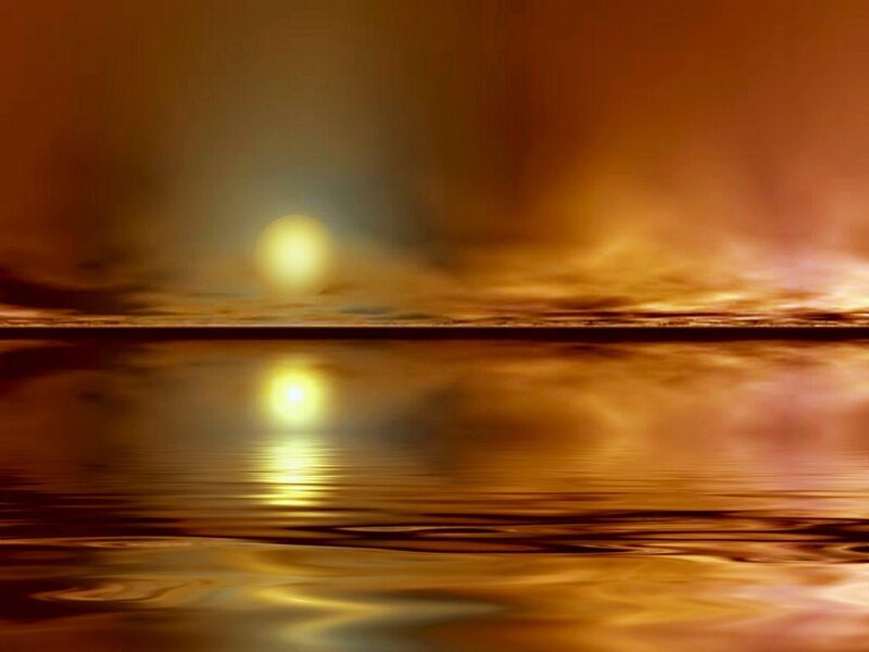 Sunset over calm water