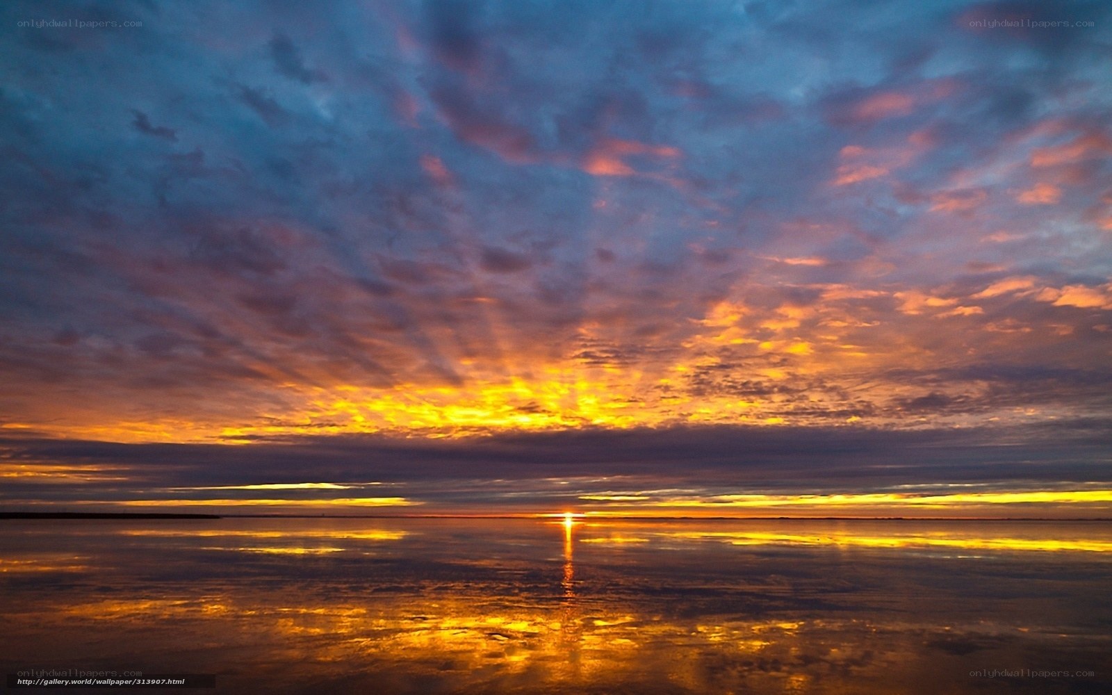 Sunset over calm water