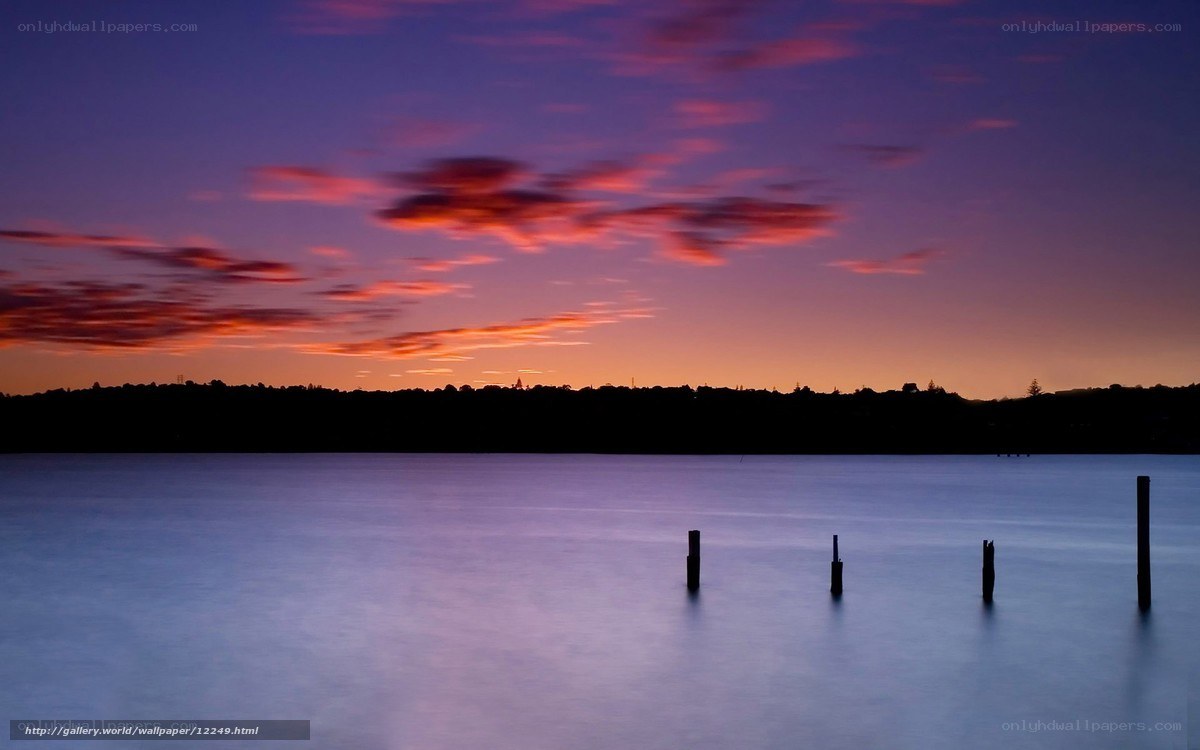 Sunset over calm water