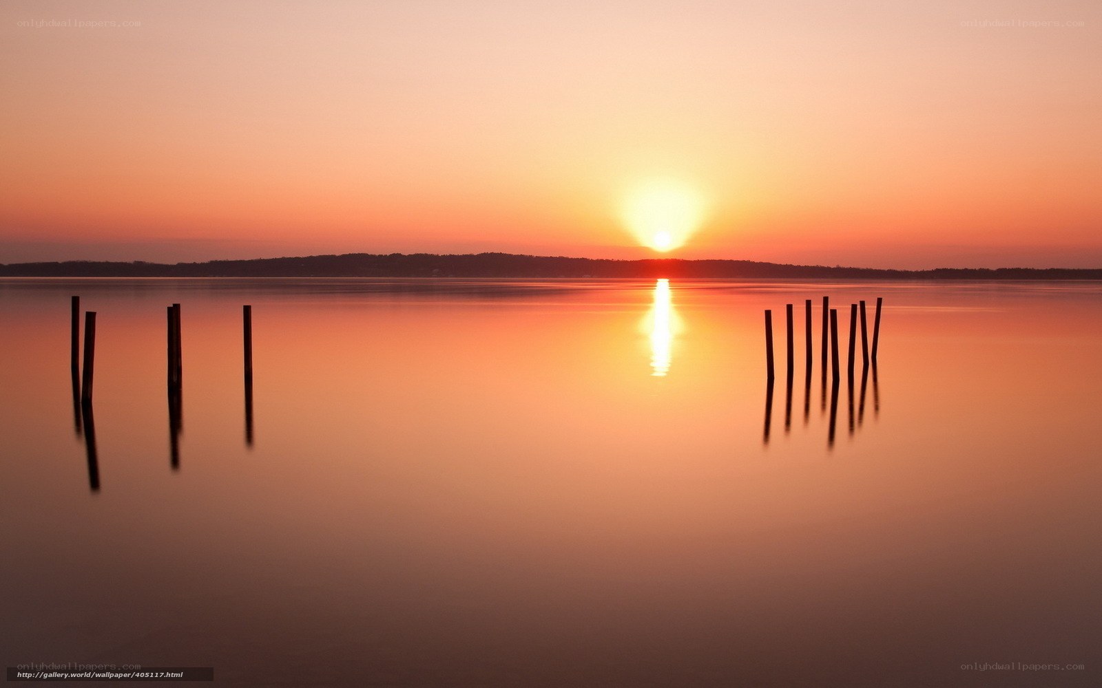 Sunset over calm water