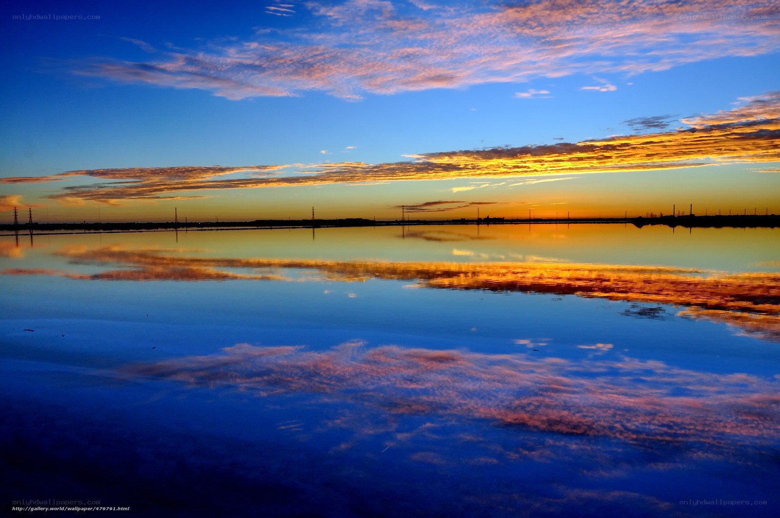 Sunset over calm water