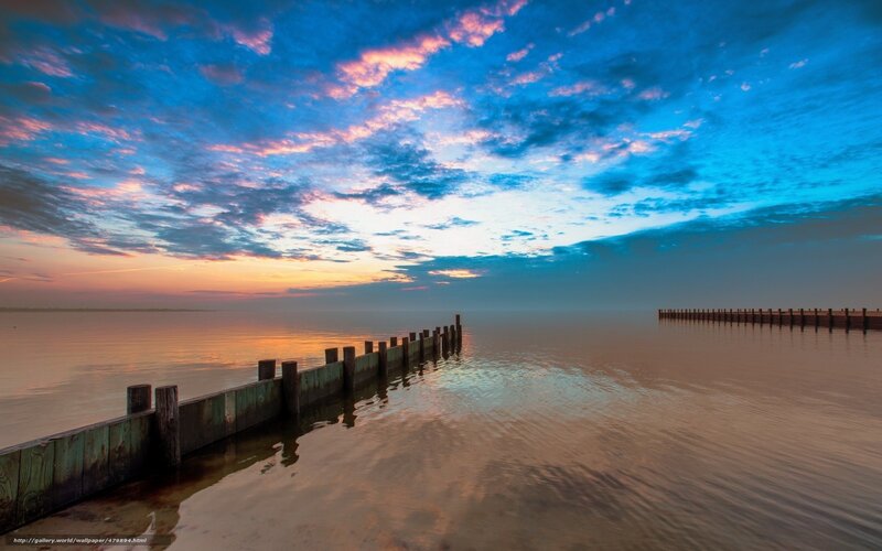 Sunset over calm water