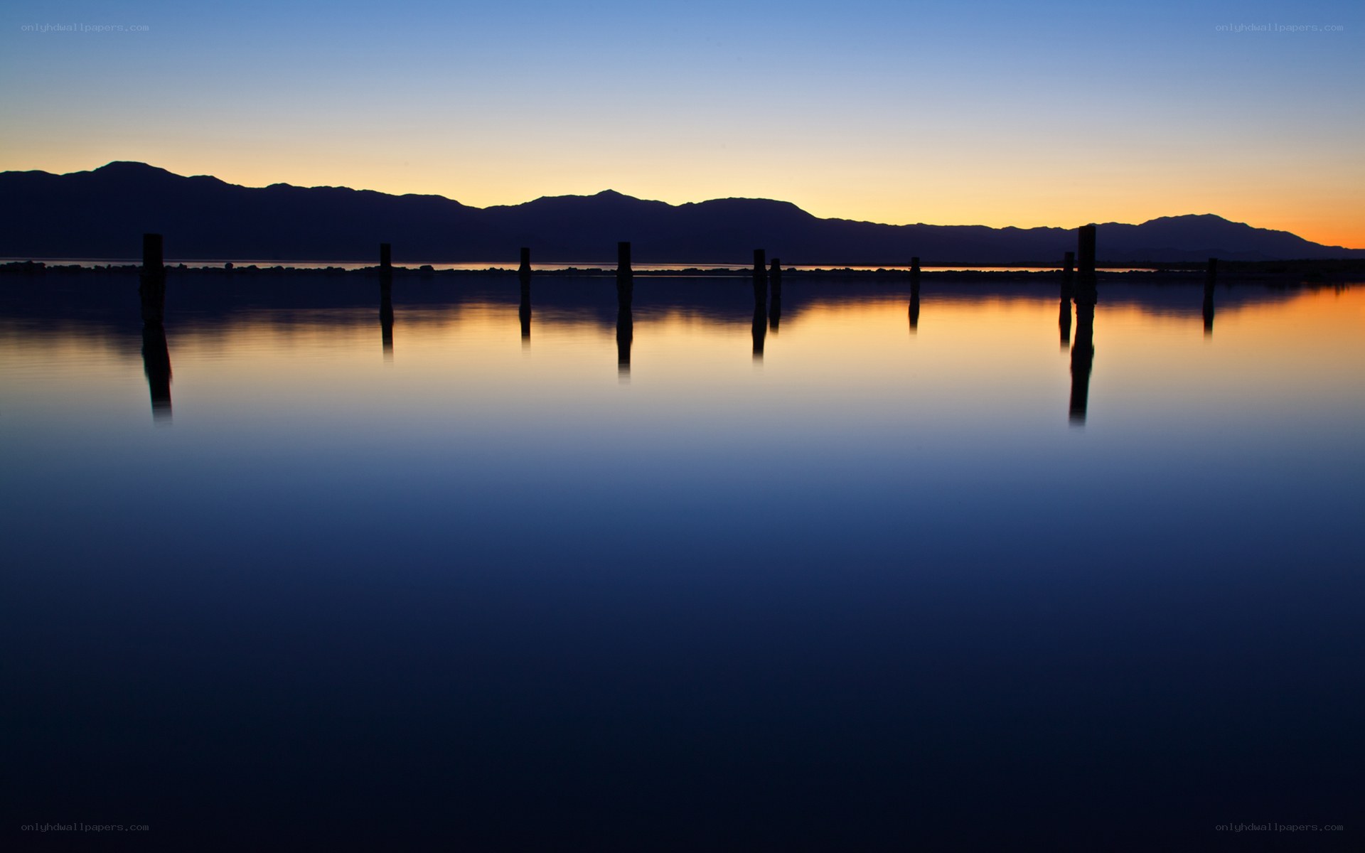 Sunset over calm water