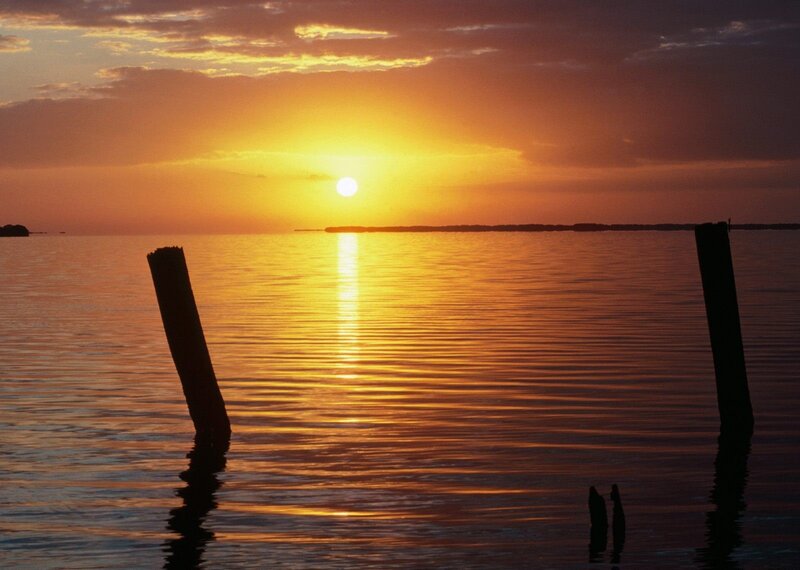 Sunset over calm water
