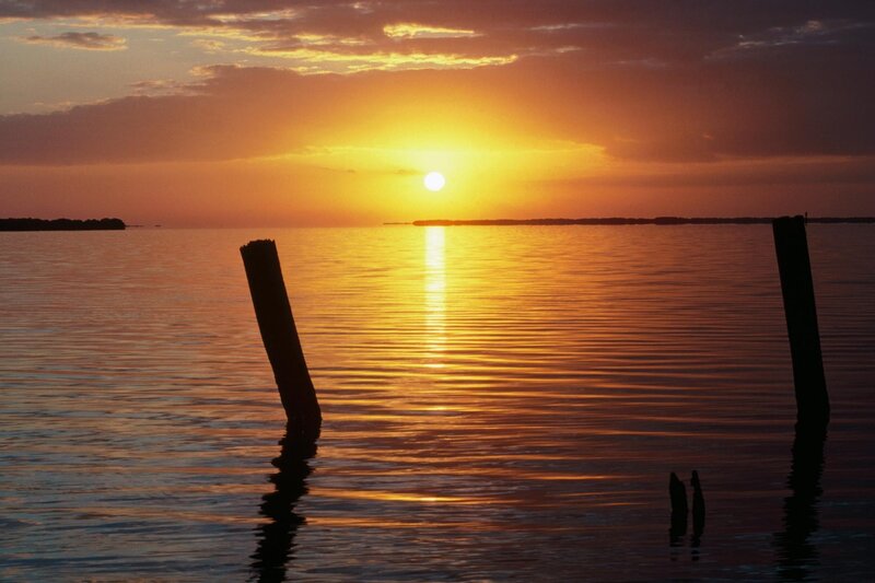 Sunset over calm water