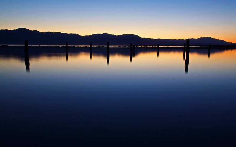 Sunset over calm water
