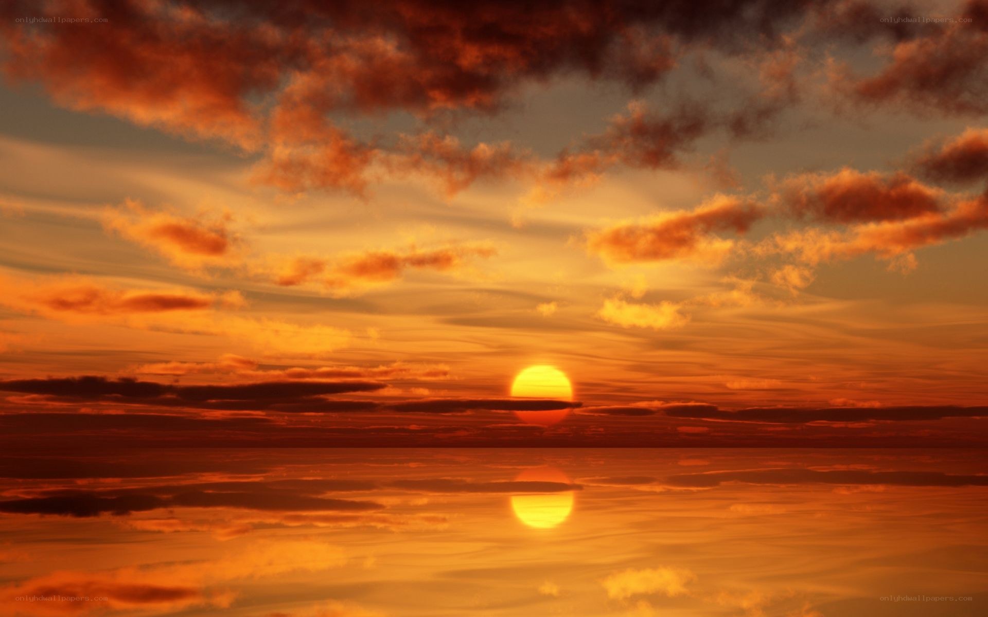 Sunset over calm water
