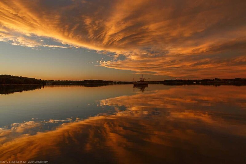 Sunset over calm water