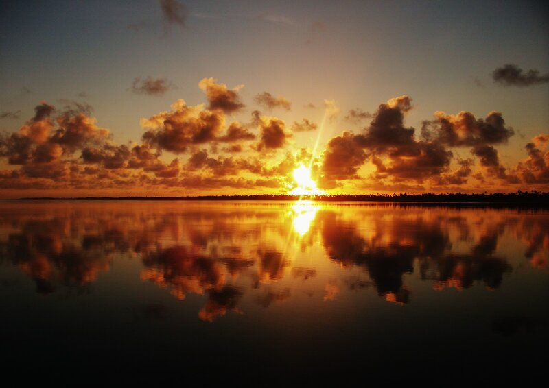 Sunset over calm water