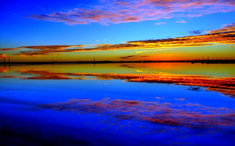 Sunset over Calm Water — Blue, Dramatic, Photograph, Sky