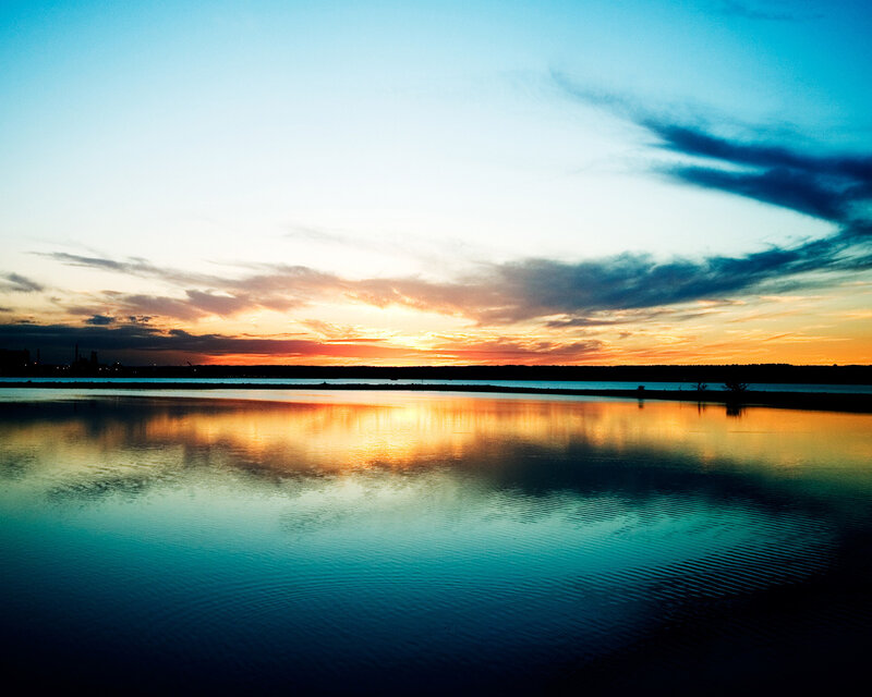 Sunset over Calm Water — Blue, Horizon