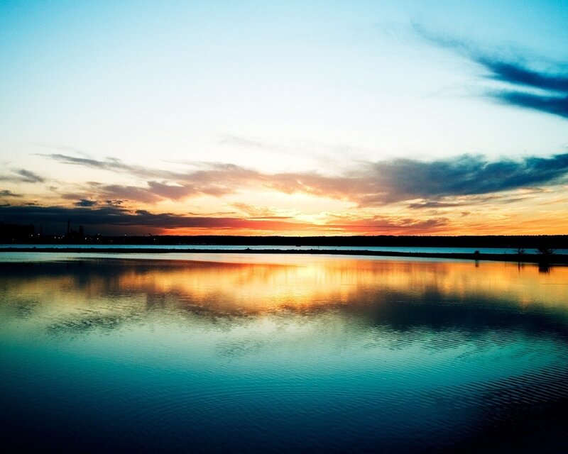 Sunset over Calm Water — Blue, Photograph