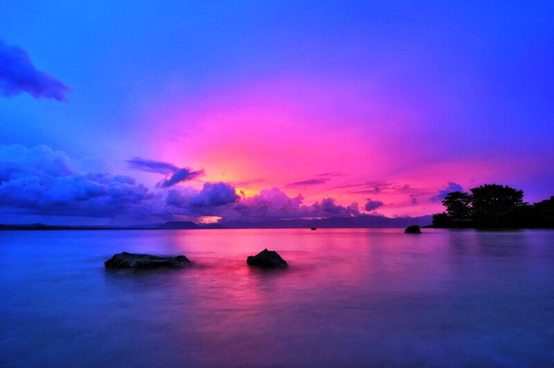 Sunset over Calm Water — Blue, Serene