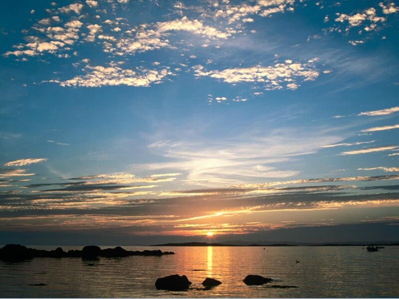 Sunset over Calm Water — Blue