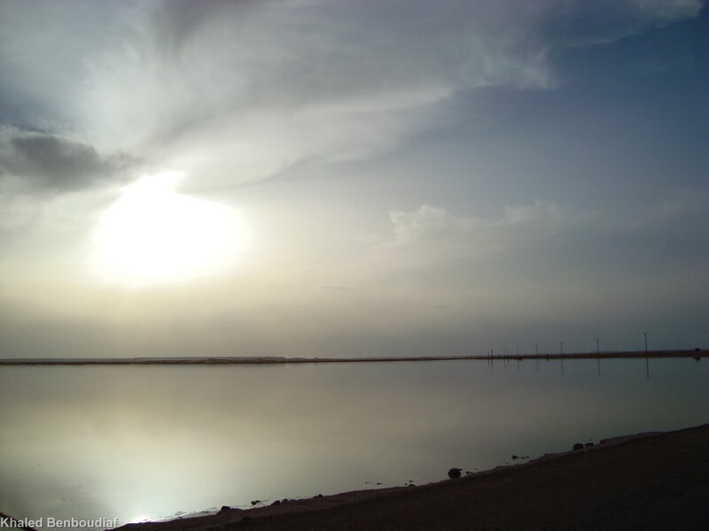 Sunset over Calm Water — Gray