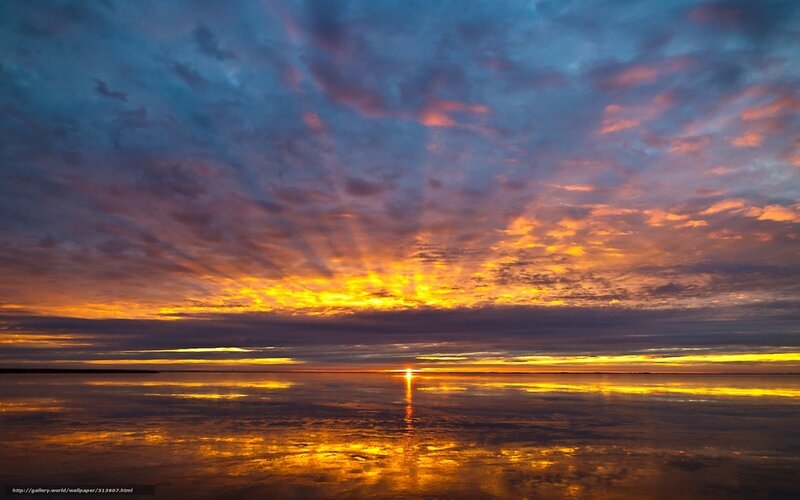 Sunset over Calm Water — Orange, Dramatic, Photograph, Sky