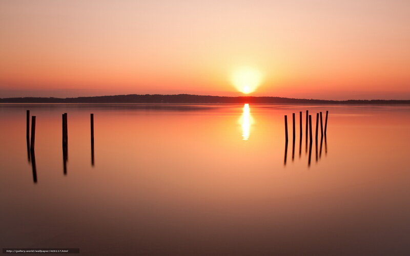 Sunset over Calm Water — Orange, Serene, Photograph, Sun, Posts