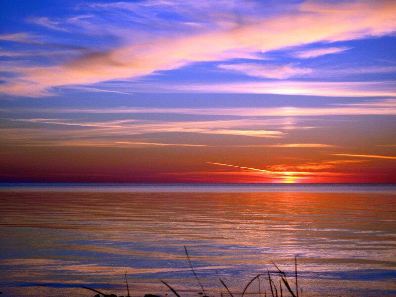 Sunset over Calm Water — Orange, Serene