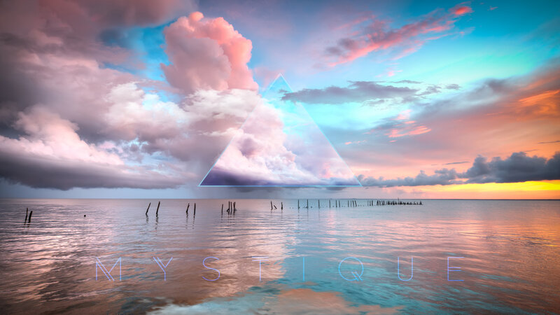 Sunset over Calm Water — Pink, Serene, Digital Art, Clouds