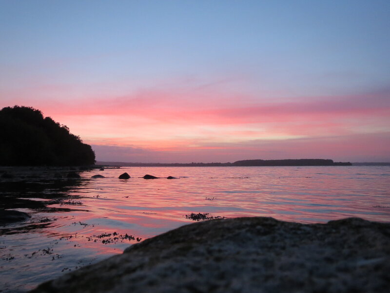 Sunset over Calm Water — Pink, Serene, Photograph