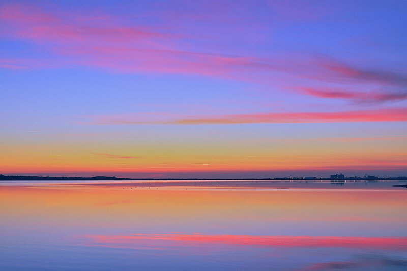 Sunset over Calm Water — Pink, Serene