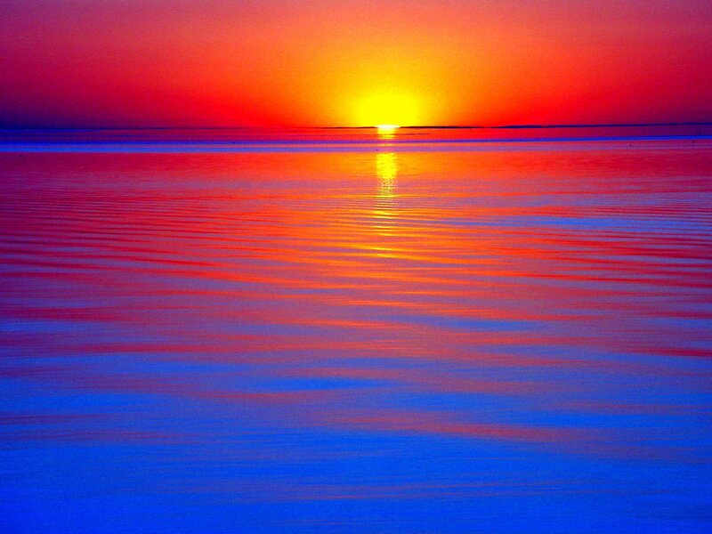Sunset over Calm Water — Red