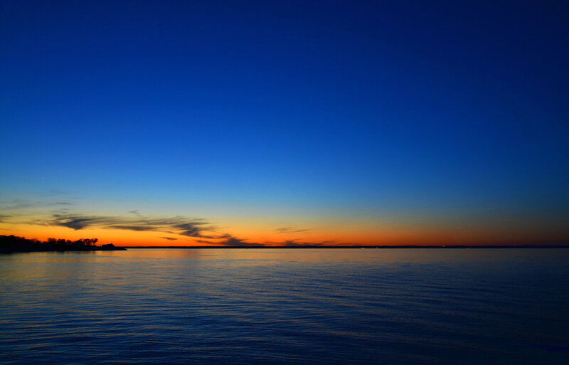 sunset over calm waters