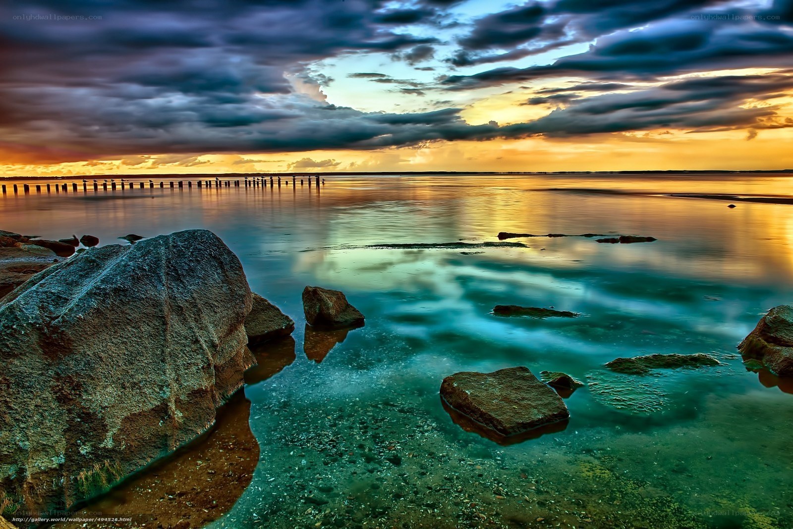 Sunset over calm waters