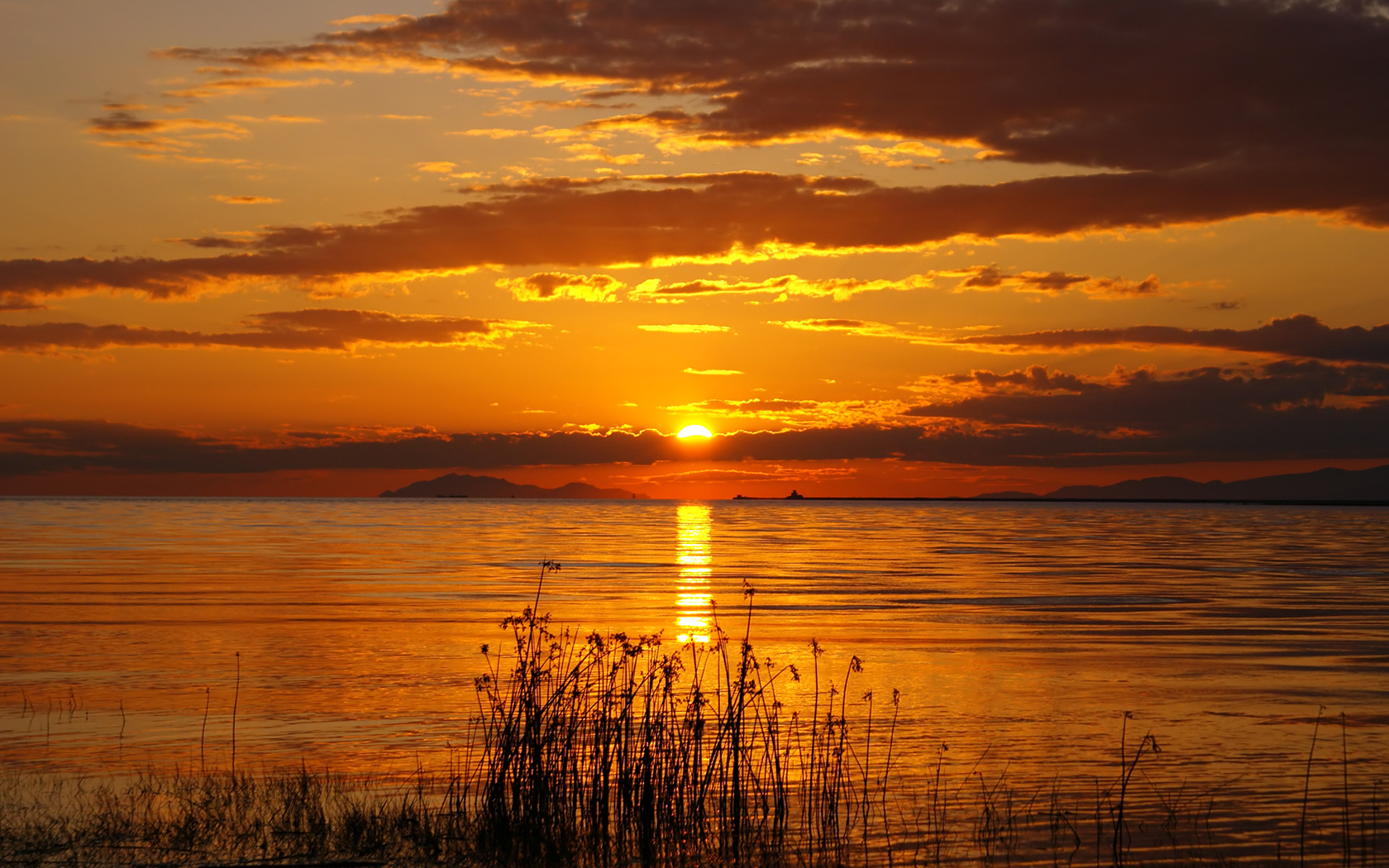 Sunset over calm waters