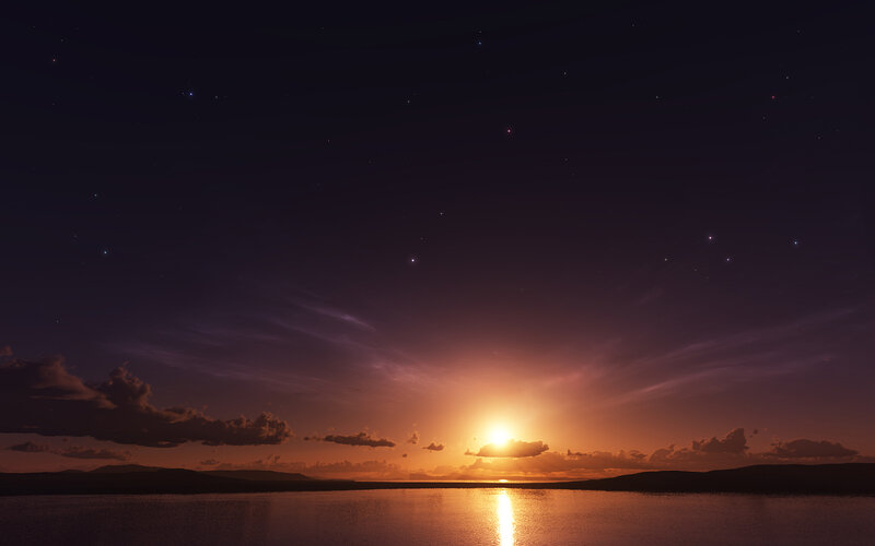 sunset over calm waters