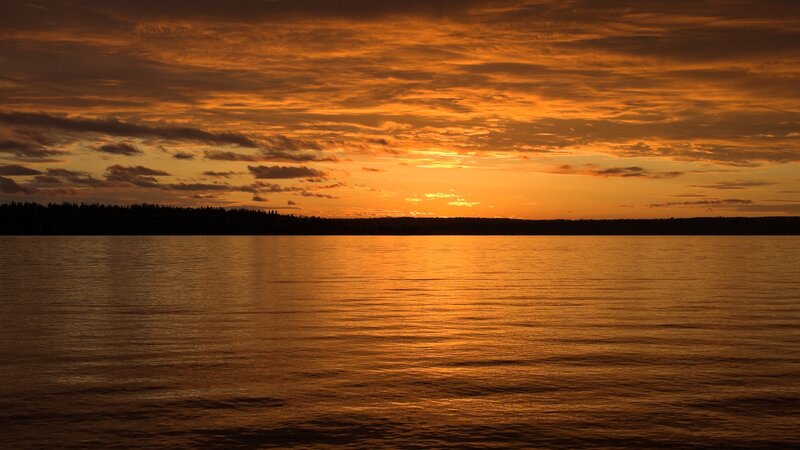 Sunset over calm waters