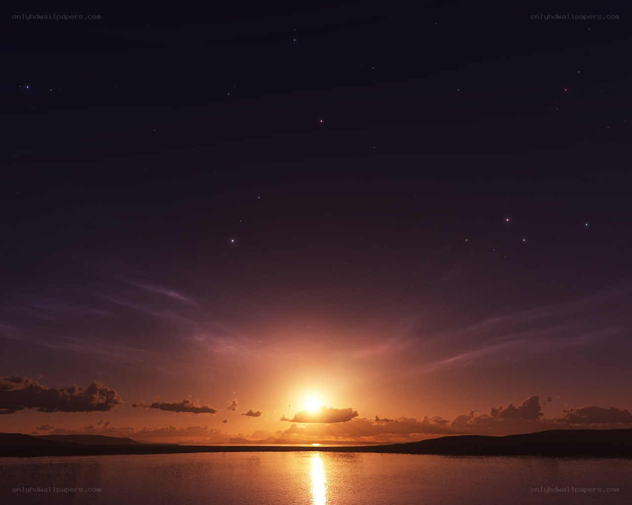 sunset over calm waters